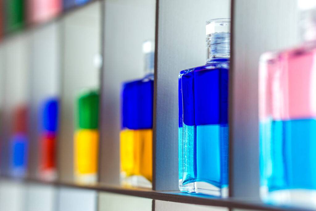 multi coloured bottles of aura-soma