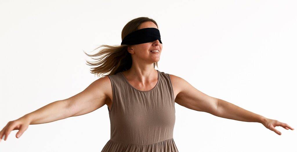 girl practising a Sufi movement during Osho whirling meditation